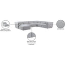Meridian Miramar Grey Durable Linen Textured Modular Sectional IMAGE 10