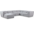  Manufacturer Color_Grey -- Miramar 142" Grey Linen Textured Fabric Upholstered 7 pc Modular Sectional IMAGE 1