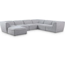  Manufacturer Color_Grey -- Miramar 142" Grey Linen Textured Fabric Upholstered 7 pc Modular Sectional IMAGE 1