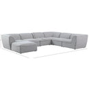  Manufacturer Color_Grey -- Miramar 142" Grey Linen Textured Fabric Upholstered 7 pc Modular Sectional IMAGE 9