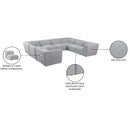  Manufacturer Color_Grey -- Miramar 142" Grey Linen Textured Fabric Upholstered 8 pc Modular Sectional IMAGE 10