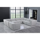  Manufacturer Color_Grey -- Miramar 142" Grey Linen Textured Fabric Upholstered 8 pc Modular Sectional IMAGE 2