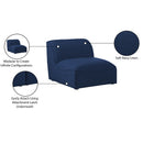 Manufacturer Color_Navy -- Miramar Navy Linen Textured Fabric Upholstered Modular Armless Chair IMAGE 9