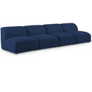  Manufacturer Color_Navy -- Miramar 132" Navy Linen Textured Fabric Upholstered 4 pc Armless Modular Sofa IMAGE 1
