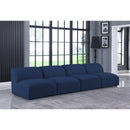  Manufacturer Color_Navy -- Miramar 132" Navy Linen Textured Fabric Upholstered 4 pc Armless Modular Sofa IMAGE 2