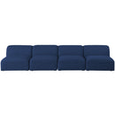  Manufacturer Color_Navy -- Miramar 132" Navy Linen Textured Fabric Upholstered 4 pc Armless Modular Sofa IMAGE 4