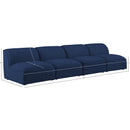  Manufacturer Color_Navy -- Miramar 132" Navy Linen Textured Fabric Upholstered 4 pc Armless Modular Sofa IMAGE 8