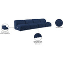  Manufacturer Color_Navy -- Miramar 132" Navy Linen Textured Fabric Upholstered 4 pc Armless Modular Sofa IMAGE 9