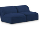  Manufacturer Color_Navy -- Miramar 66" Navy Linen Textured Fabric Upholstered 2 pc Armless Modular Loveseat IMAGE 1