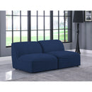  Manufacturer Color_Navy -- Miramar 66" Navy Linen Textured Fabric Upholstered 2 pc Armless Modular Loveseat IMAGE 2