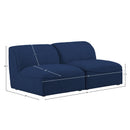  Manufacturer Color_Navy -- Miramar 66" Navy Linen Textured Fabric Upholstered 2 pc Armless Modular Loveseat IMAGE 8