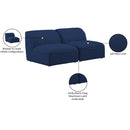  Manufacturer Color_Navy -- Miramar 66" Navy Linen Textured Fabric Upholstered 2 pc Armless Modular Loveseat IMAGE 9