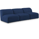  Manufacturer Color_Navy -- Miramar 99" Navy Linen Textured Fabric Upholstered 3 pc Armless Modular Sofa IMAGE 1