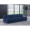  Manufacturer Color_Navy -- Miramar 99" Navy Linen Textured Fabric Upholstered 3 pc Armless Modular Sofa IMAGE 2