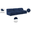  Manufacturer Color_Navy -- Miramar 99" Navy Linen Textured Fabric Upholstered 3 pc Armless Modular Sofa IMAGE 9