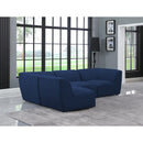 Manufacturer Color_Navy -- Miramar 109" Navy Linen Textured Fabric Upholstered 4 pc Modular Sectional IMAGE 3