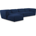  Manufacturer Color_Navy -- Miramar 142" Navy Linen Textured Fabric Upholstered 5 pc Modular Sectional IMAGE 1