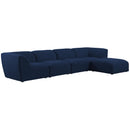 Manufacturer Color_Navy -- Miramar 142" Navy Linen Textured Fabric Upholstered 5 pc Modular Sectional IMAGE 2