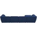 Manufacturer Color_Navy -- Miramar 142" Navy Linen Textured Fabric Upholstered 5 pc Modular Sectional IMAGE 6