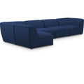  Manufacturer Color_Navy -- Miramar 142" Navy Linen Textured Fabric Upholstered 5 pc Modular Sectional IMAGE 1