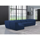  Manufacturer Color_Navy -- Miramar 142" Navy Linen Textured Fabric Upholstered 5 pc Modular Sectional IMAGE 3