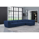  Manufacturer Color_Navy -- Miramar 142" Navy Linen Textured Fabric Upholstered 5 pc Modular Sectional IMAGE 4