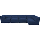  Manufacturer Color_Navy -- Miramar 142" Navy Linen Textured Fabric Upholstered 5 pc Modular Sectional IMAGE 8