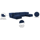  Manufacturer Color_Navy -- Miramar 142" Navy Linen Textured Fabric Upholstered 6 pc Modular Sectional IMAGE 10