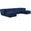  Manufacturer Color_Navy -- Miramar 142" Navy Linen Textured Fabric Upholstered 6 pc Modular Sectional IMAGE 1