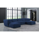  Manufacturer Color_Navy -- Miramar 142" Navy Linen Textured Fabric Upholstered 6 pc Modular Sectional IMAGE 2