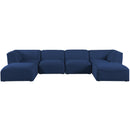  Manufacturer Color_Navy -- Miramar 142" Navy Linen Textured Fabric Upholstered 6 pc Modular Sectional IMAGE 4
