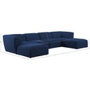  Manufacturer Color_Navy -- Miramar 142" Navy Linen Textured Fabric Upholstered 6 pc Modular Sectional IMAGE 9