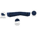  Manufacturer Color_Navy -- Miramar 142" Navy Linen Textured Fabric Upholstered 6 pc Modular Sectional IMAGE 10