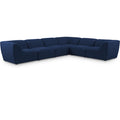  Manufacturer Color_Navy -- Miramar 142" Navy Linen Textured Fabric Upholstered 6 pc Modular Sectional IMAGE 1