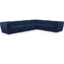  Manufacturer Color_Navy -- Miramar 142" Navy Linen Textured Fabric Upholstered 6 pc Modular Sectional IMAGE 1