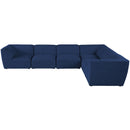  Manufacturer Color_Navy -- Miramar 142" Navy Linen Textured Fabric Upholstered 6 pc Modular Sectional IMAGE 4