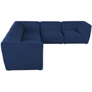  Manufacturer Color_Navy -- Miramar 142" Navy Linen Textured Fabric Upholstered 6 pc Modular Sectional IMAGE 5