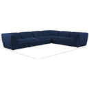  Manufacturer Color_Navy -- Miramar 142" Navy Linen Textured Fabric Upholstered 6 pc Modular Sectional IMAGE 9