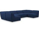  Manufacturer Color_Navy -- Miramar 142" Navy Linen Textured Fabric Upholstered 6 pc Modular Sectional IMAGE 1