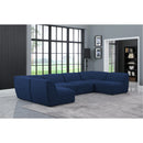 Manufacturer Color_Navy -- Miramar 142" Navy Linen Textured Fabric Upholstered 6 pc Modular Sectional IMAGE 2