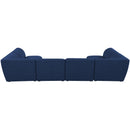  Manufacturer Color_Navy -- Miramar 142" Navy Linen Textured Fabric Upholstered 6 pc Modular Sectional IMAGE 3