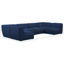  Manufacturer Color_Navy -- Miramar 142" Navy Linen Textured Fabric Upholstered 6 pc Modular Sectional IMAGE 9