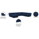 Meridian Miramar Navy Durable Linen Textured Modular Sectional IMAGE 10