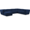  Manufacturer Color_Navy -- Miramar 142" Navy Linen Textured Fabric Upholstered 7 pc Modular Sectional IMAGE 1