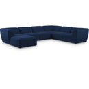 Manufacturer Color_Navy -- Miramar 142" Navy Linen Textured Fabric Upholstered 7 pc Modular Sectional IMAGE 1