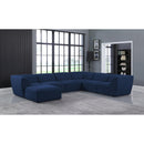  Manufacturer Color_Navy -- Miramar 142" Navy Linen Textured Fabric Upholstered 7 pc Modular Sectional IMAGE 2