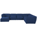  Manufacturer Color_Navy -- Miramar 142" Navy Linen Textured Fabric Upholstered 7 pc Modular Sectional IMAGE 4