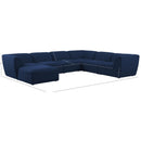  Manufacturer Color_Navy -- Miramar 142" Navy Linen Textured Fabric Upholstered 7 pc Modular Sectional IMAGE 9