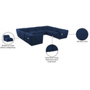  Manufacturer Color_Navy -- Miramar 142" Navy Linen Textured Fabric Upholstered 8 pc Modular Sectional IMAGE 10