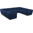  Manufacturer Color_Navy -- Miramar 142" Navy Linen Textured Fabric Upholstered 8 pc Modular Sectional IMAGE 1